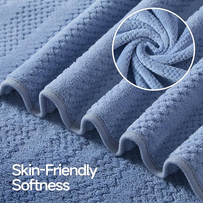 ecolook Microfiber Bath Towels Set of 4, 31 x 63 Inch Extra Large Bath Towel Set, Super Soft & Highly Absorbent, Quick Dry Lightweight Towels for Bathroom, Gym, Spa, Pool & Travel, Navy Blue