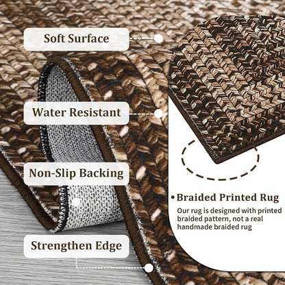 Printed Washable Area Rugs 10x13 Living Room Rug Modern Rugs for Bedroom Brown Geometric Soft Large Area Rug Non Slip Throw Rugs Stain Resistant Carpet for Nursery Dining Room 10'x13' Brown