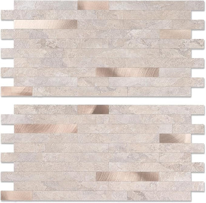 Yipscazo 20 Sheets PVC Wall Tiles Stick on Tiles for Backsplash Kitchen, Bathroom, Laundry Room, Camper, Fireplace (6'' X 12'', Stone)