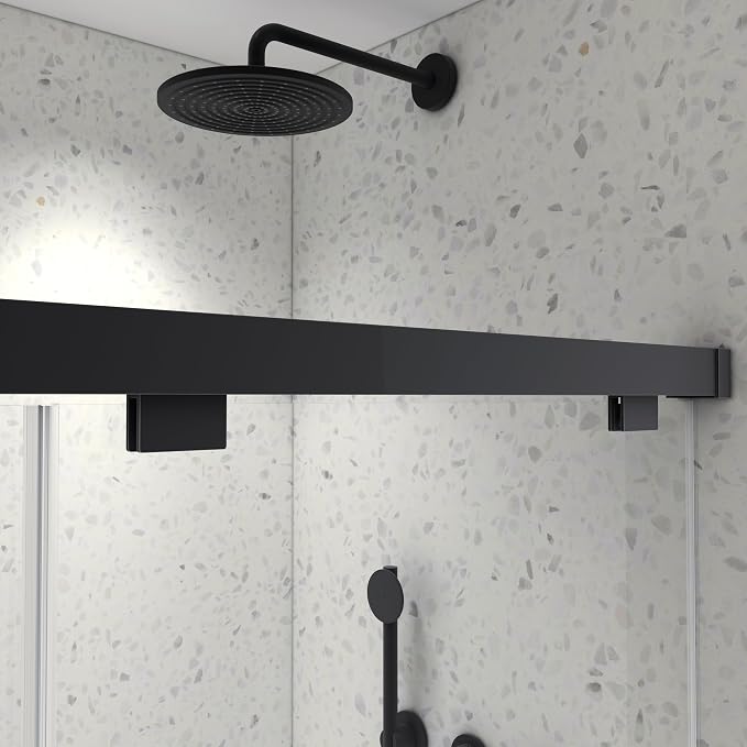 Frameless Shower Door 54"x76"-5/16"(8mm) Tempered Glass Double Sliding Bathroom Door,Matte Black,Adjustable Soft Closing Design for Spa,Bathrooms (SGCC Certified)