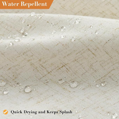 Linen Shower Curtain for Bathroom 78 Inches Length Light Beige | Weighted Fabric Bath Curtains with Hooks, Water Repellent, Neutral Boho Farmhouse, Simple Luxury Shower Decor, 1 Panel, 72x78