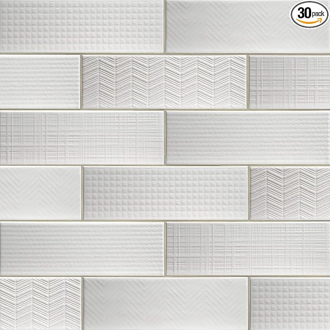 MSI Urbano Pure 3D Mix 4x12 Inch Glossy Ceramic Subway Tile for Bathroom, Kitchen Backsplash & Accent Wall