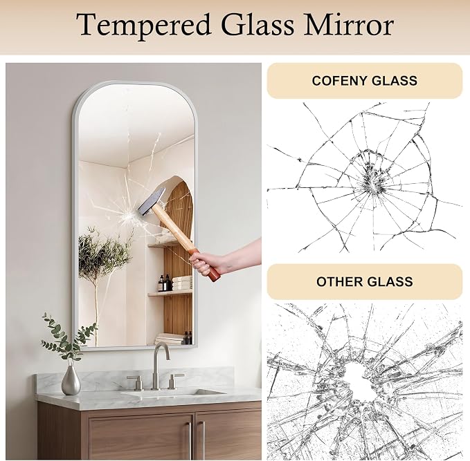 COFENY Bathroom Mirror, 24x48 inch Silver Rectangle Wall Mounted Mirror with Thin Frame, Bathroom Vanity Mirrors for Over Sink, Entryway, Living Room, Bedroom