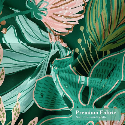 Boho Floral Shower Curtain, Dark Emerald Botanical Fabric Curtain, 72 x 84 | Boho floral, vintage botanical, dark floral, rustic farmhouse, colorful flowers, fabric shower curtain