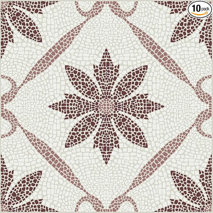 FloorPops Jamila Burgundy Peel and Stick Floor Tiles, FP6299