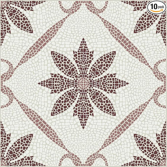 FloorPops Jamila Burgundy Peel and Stick Floor Tiles, FP6299