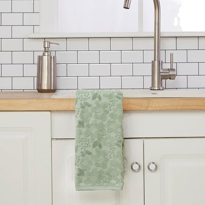 SKL Home Blossom Floral Hand Towel Set-2pc, 100% Turkish Cotton, Sage | Soft, textured jacquard. For use in the bathroom, kitchen, or bar & makes a great gift.