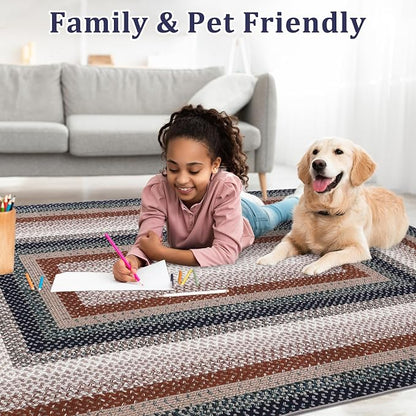Imitation Braided Collection-Print Washable Runner Rug 2x6 Entryway Rug Modern Non Slip Kitchen Rugs Bathroom Runner Throw Rugs Soft Stain Resistant Carpet for Bedroom Laundry Hallway 2'x6'