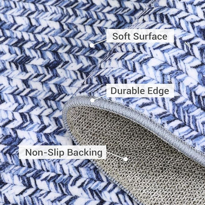 Printed Washable Runner Rug 2x10 Non Slip Bathroom Rugs Modern Soft Bedroom Rug Farmhouse Kitchen Runner Stain Resistant Carpet for Hallway Entryway Rugs 2'x10' Light Blue