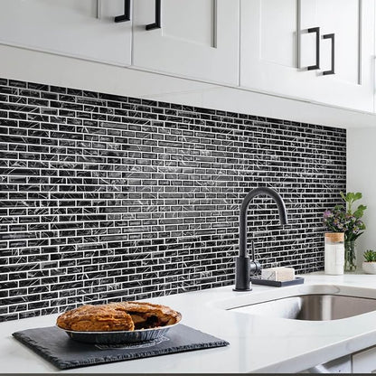 URCOLOR 10-Sheet Peel and Stick Backsplash Tile for Kitchen - 12”×12” Stick on Wall Tile for Bathroom, Black