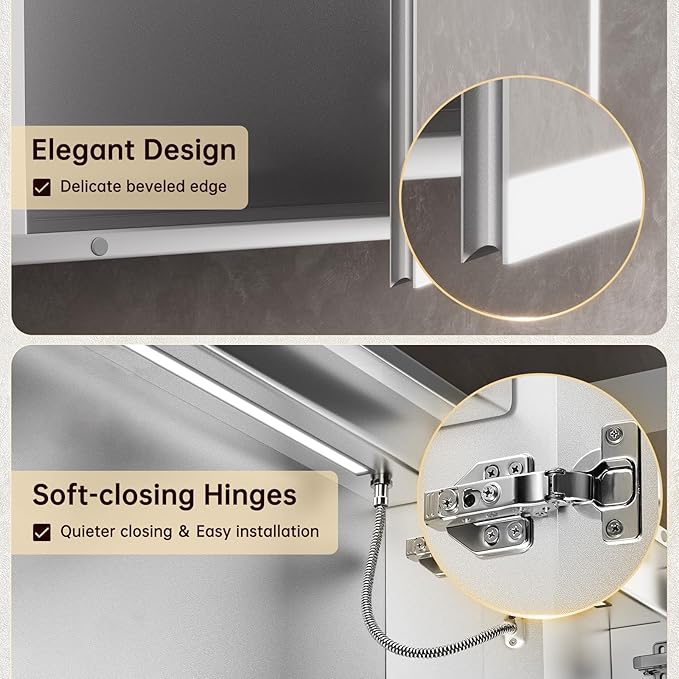 96"x40" LED Lighted Medicine Cabinet Mirror with Electrical Outlet & USB, Anti-Fog, 3 Color Temperature Stepless Dimmable, Aluminum Cabinet for Bathroom Storage and Modern Decor
