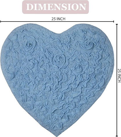 Home Weavers Bell Flower Collection 100% Cotton Tufted Bath Rugs, Extra Soft and Absorbent Bath Rugs, Non-Slip Bath Mats, Machine Washable, Bath Mats for Bathroom Floor, 25"x25" Heart, Sky Blue