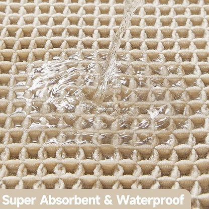 TYUU Waffle Bath Mat, Boho Bathroom Rugs Non Slip, 30x20 Pale Beige | Super Absorbent Quick Dry Bath Rug, Non-Slip Backing, Soft Waffle Washable Farmhouse Bathroom Mats, Tub, Shower & Home Decor