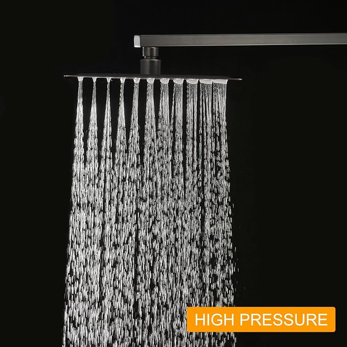 10 In Rain Shower Head High Pressure Rainfall Shower Head Bronze | Square Rain Bathroom Showerhead, High Flow, Large Stainless Steel, Ceiling Mounted, Wall Mounted, Waterfall Full Body