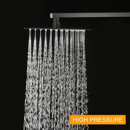 10 In Rain Shower Head High Pressure Rainfall Shower Head Bronze | Square Rain Bathroom Showerhead, High Flow, Large Stainless Steel, Ceiling Mounted, Wall Mounted, Waterfall Full Body