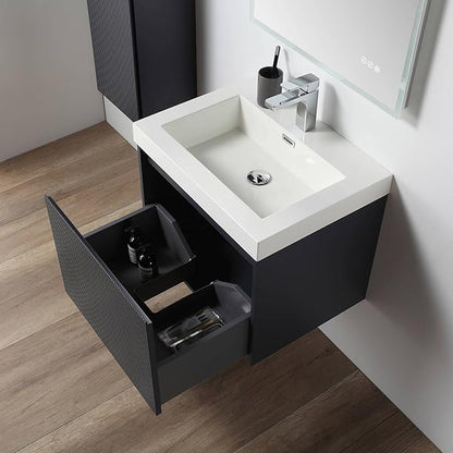 Blossom 24 Inch Bathroom Vanity with Sink | All Wood Wall Mounted Floating Bathroom Vanity Cabinet | Soft-Close Drawer | Modern Minimalist Style Vanities (24" w/Acrylic Sink, Night Blue)