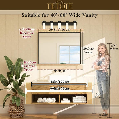 Brushed Nickel Bathroom Mirror for Over Sink 40" x 30" Brushed Nickel Beveled Framed Rectangle Vanity Mirror for Bathroom, Bedroom, Entryway, Living Room, Tempered Glass, Stronger Frame