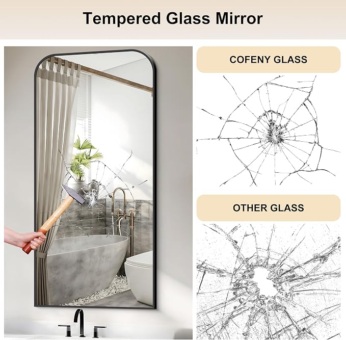 COFENY Bathroom Mirror, 24x48 inch Black Rectangle Wall Mounted Mirror with Thin Frame, Bathroom Vanity Mirrors for Over Sink, Entryway, Living Room, Bedroom