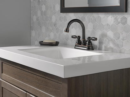 Peerless Claymore Centerset Bathroom Faucet, Oil Rubbed Bronze Bathroom Sink Faucet, 2 Handle Bathroom Faucet, Pop-Up Drain Assembly, Oil Rubbed Bronze P299685LF-OB