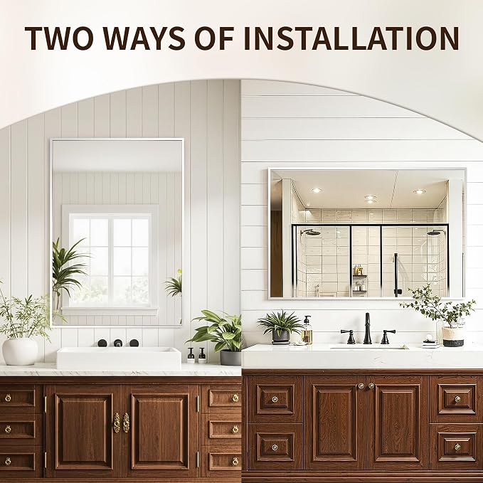 FICTOR Bathroom Vanity Mirror for Over Sink, 30" x 36", Silver | Anti-Rust Frame, Shatterproof Tempered Glass, Vertical/Horizontal Wall Mounted Mirror for Bedroom, Entryway, Living Room
