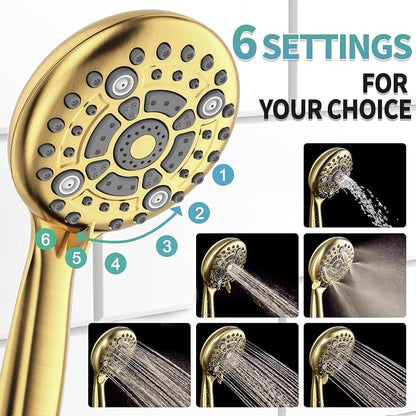 SR SUN RISE Shower Faucet - 10 Inch Multifunctional High Pressure Shower Head System with Handheld Shower Head Fixtures - Valve Included - Brushed Gold