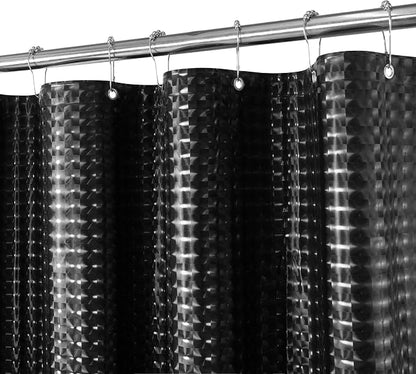 Barossa Design Extra Long Shower Curtain Liner Dimensional Black, 72x84 | Waterproof PEVA, 3 Bottom Magnets, Metal Grommets, Lightweight Plastic Shower Liner XL 72 x 84 Inches for Bathroom/Tub