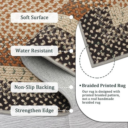 Imitation Braided Collection-Print Washable Area Rugs 6x9 Rug for Living Room Non Slip Modern Soft Bedroom Rug Farmhouse Throw Rugs Stain Resistant Carpet for Classroom Dining Room 6'x9'