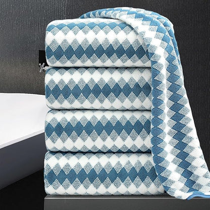 4 Piece Bath Towel Set Oversized Bath Sheet 35"x70" Bathroom Towel Extra Large Towel Set Soft Highly Absorbent & Quick Dry Premium Bath Sheet for Bathroom 600GSM Shower Towel Spa Gym Hotel,Blue