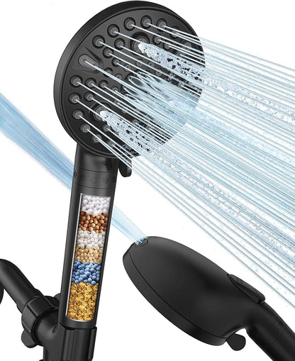MakeFit Filtered Shower Head with Handheld-10 Modes High Pressure Showerhead with Built-in Power Wash,Long 71-inch Hose & Adjustable Bracket, Water Softener Filter Beads for Hard Water-Remove Chlorine
