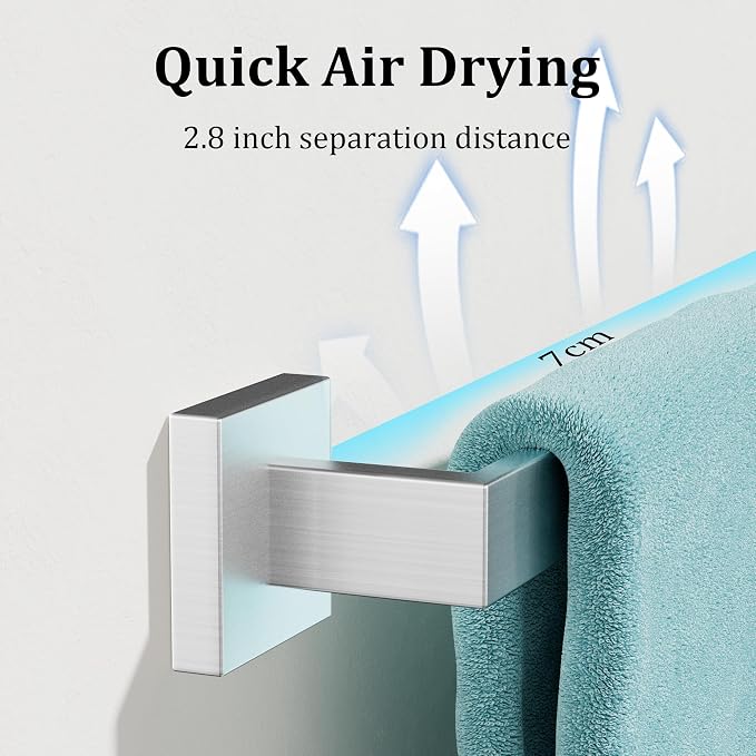 Alise Towel Bar Towel Racks for Bathroom Wall Mount 16 Inch,Brushed Nickel | SUS304 Stainless Steel Bathroom Towel Holder, Full Square Towel Rod Towel Hanger for Bathroom Lavatory Kitchen