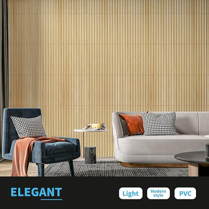 Art3d 3D Fluted Textured Slat Wall Panels, 19.7 x 19.7 in, 12-Pack, Oak | PVC, Waterproof, Scratch Proof, Wipeable, Break-Proof, Ideal for Home, Office and Commercial Spaces