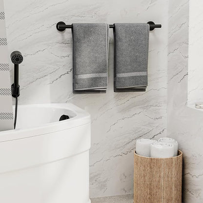 2 Pack Matte Black Towel Bar, 24 Inch Bathroom Towel Rack | Towel Holder Wall Mounted, Thicken SUS304 Stainless Steel Towel Rod Modern Home Decor (Total Length 26-Inch)