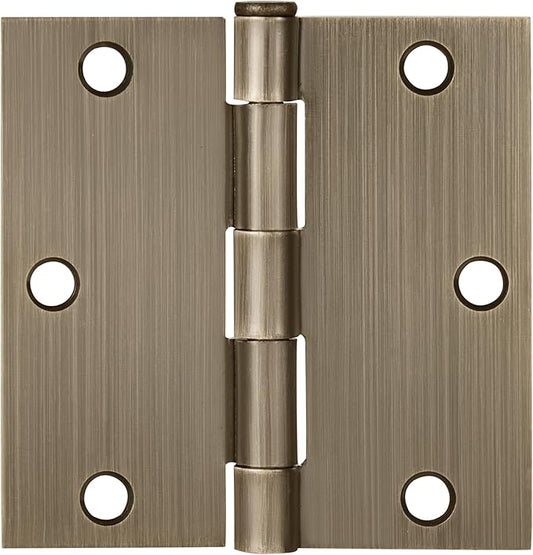 Design House 6-Pack Antique Brass Door Hinges – 3.5-inch x 3.5-inch – Square Corner Radius Steel Door Hinge – Fits Standard Doors – Design House 185876