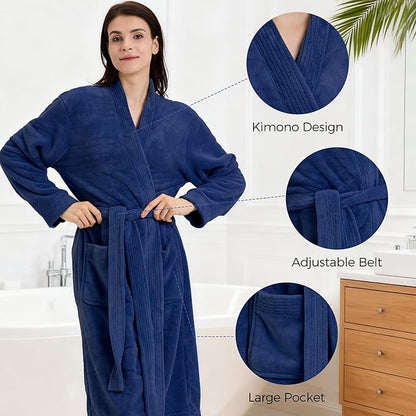 Towel Robe for Women – Soft Absorbent Kimono Bathrobe, Quick-Dry Spa Shower & Hotel Use