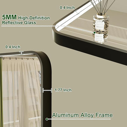 24"x32" LED Bathroom Mirror with Lights, Black Aluminum Frame | 3000K/4500K/6000K, Stepless Dimmable, Anti-Fog, Memory Function, ETL Listed, Wall Mounted Lighted Bathroom Vanity Mirror