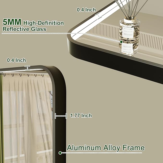 30"x30" Black LED Bathroom Mirror with Lights, 3000K/4500K/6000K | Anti-Fog, Stepless Dimmable, Memory Function, Wall Mounted Aluminum Frame Lighted Bathroom Vanity Mirror, ETL Listed