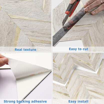 STICKGOO Herringbone Tile Peel and Stick Backsplash for Kitchen&Bathroom