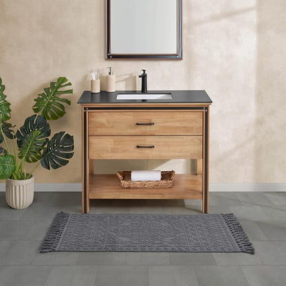 French Connection Nellore Bath Rugs, Woven and Beaded Bath Mats, Durable and Thick Bath Mats for Bathroom and Shower Rugs, 26" x 49", Charcoal