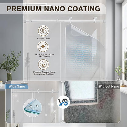 61-66" W x 76" H Frameless Sliding Shower Doors Brushed Nickel | 1/4''(6mm) Tempered Glass,Explosion Proof Film,Nano Coating,Stainless Steel Hardware,Easy to Clean,Customizable Width