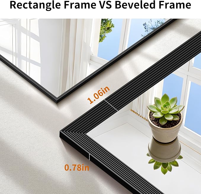DESBING 20"x40" Black Bathroom Mirrors for Over Sink | 3MM Tempered Glass, Metal Frame, Rectangle Vanity Wall Mirror for Bathroom, Living Room, Bedroom, Horizontally or Vertically