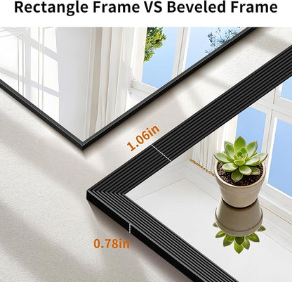 DESBING 20"x40" Black Bathroom Mirrors for Over Sink | 3MM Tempered Glass, Metal Frame, Rectangle Vanity Wall Mirror for Bathroom, Living Room, Bedroom, Horizontally or Vertically