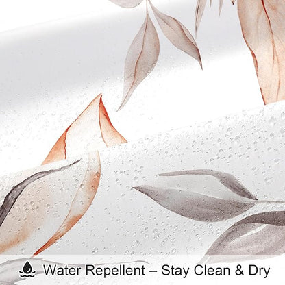Litabel Long Boho Watercolor Floral Shower Curtain 72 x 78, Orange and Grey Ink Painting Style Flower Shower Curtains for Chic Elegant Bathroom, Artistic 78 Inch Long Fabric Shower Curtain