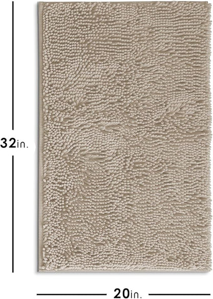 Hearth & Harbor Bathroom Rugs, Chenille Bath Mat - Machine Washable Bath Mats for Bathroom Non-Slip Backing Rubber, Quick Dry Bathroom Mat