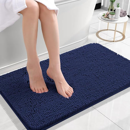 OLANLY Small Bathroom Rugs 24x16, Soft Absorbent Chenille Bath Rugs, Rubber Backing Quick Dry, Machine Washable Bath Mats for Bathroom Floor, Tub and Shower, Home Decor Accessories, Twilight Sapphire | Twilight Sapphire, Quick-Drying Rubber Backing, Wa...