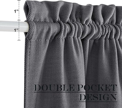 NICETOWN Room Darkening French Door Curtains, Privacy Faux Linen Curtains, 30 X 72 Inch French Door Shades for Glass, Thermal Insulated Rod Pocket Shades, 1 Panel, Charcoal Gray