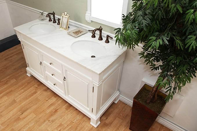 205060-D-WH 60-Inch Double Sink Vanity, Wood, White
