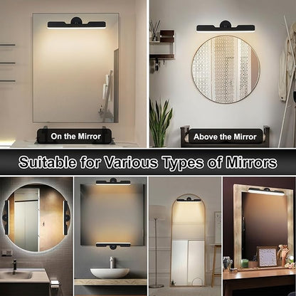 2 Pack Wireless Vanity Lights for Mirror, Rechargeable Battery Operated Makeup Light, Adjustable Light Bar, Magnetic Stick on LED Lighting Bathroom Decor Accessories, Black