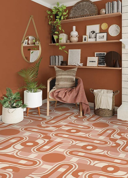 Brenda Daworld Terracotta Peel and Stick Floor Tiles, FP6337