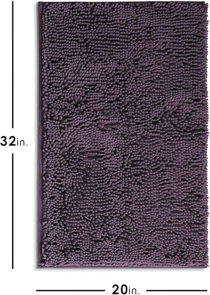 Hearth & Harbor Bathroom Rugs, Chenille Bath Mat - Machine Washable Bath Mats for Bathroom Non-Slip Backing Rubber, Quick Dry Bathroom Mat