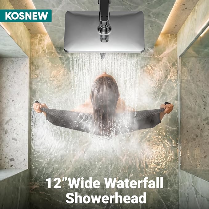 12" XXL Rainfall Shower Head with Handheld Combo, Chrome Polished | High Pressure, Magnetic Docking, Air-Infusion Tech, Anti-Leak One-Piece Design, Dual Square Showerhead